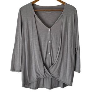 J. Jill Tops J.Jill Pure Jill Cotton Cross Front Top Grey Size Small